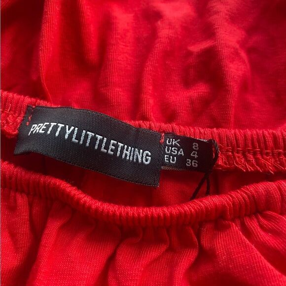 [plt] pretty little thing stretchy off shoulder ruffle mini - Picture 2 of 4
